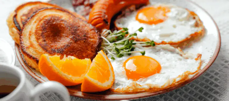 An English Breakfast with Coffee and Orange